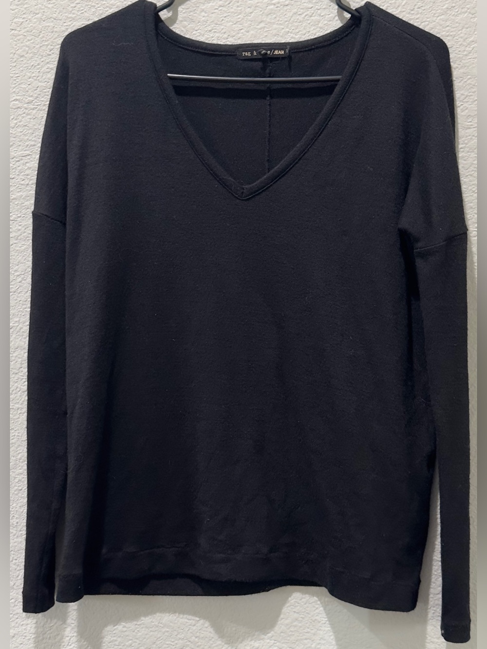 rag & bone Black V-Neck Lightweight Pullover